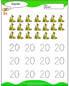 okul öncesi 1 sayısı çizgi çalışması